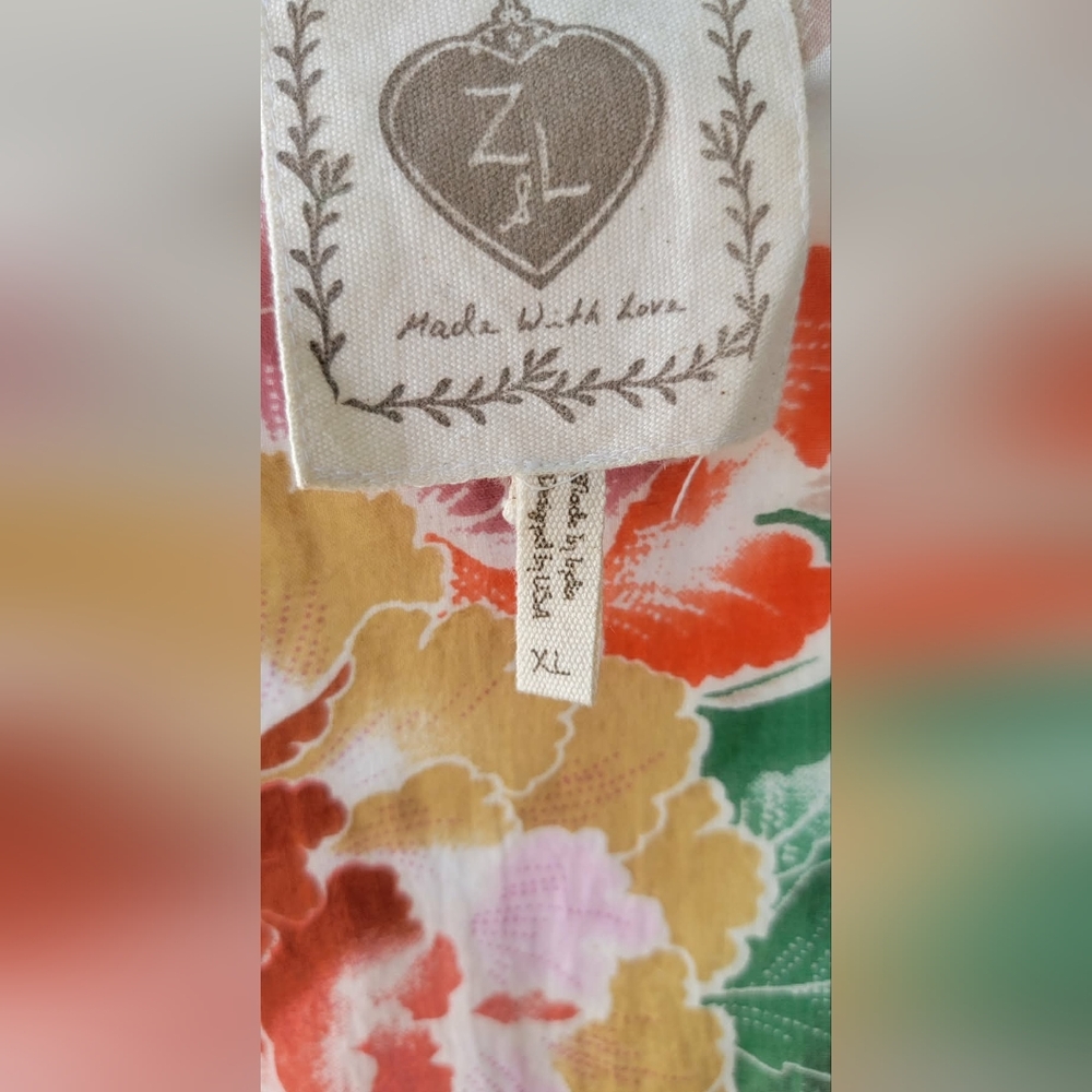 Z&L Made With Love Floral Boho Tunic Top XL | Sheer Cotton Kaftan Blouse Tassel - Picture 9 of 9